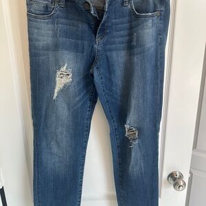 Kut from the Kloth Blue Distressed Catherine Boyfriend Jeans - Size 8